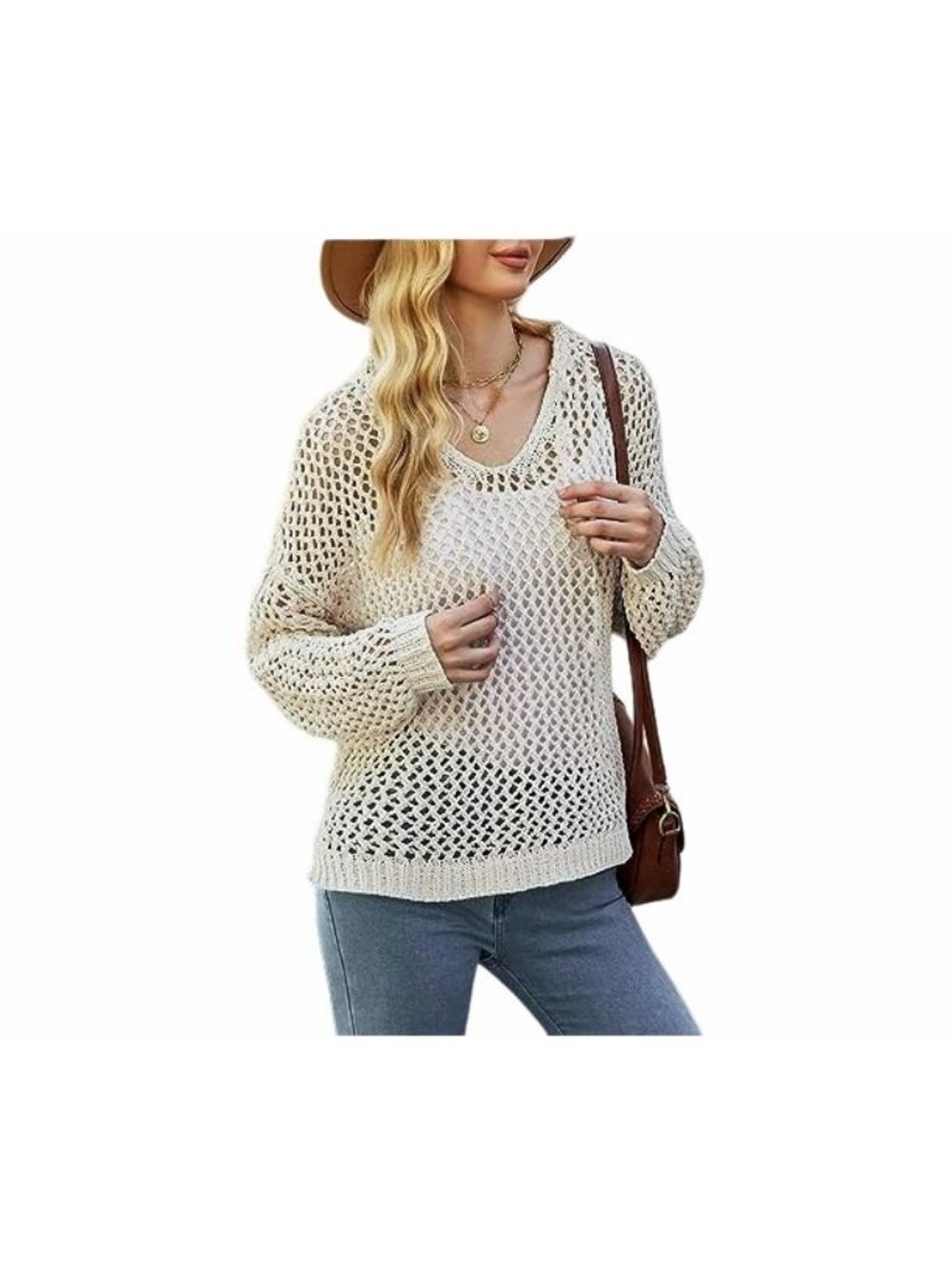 ❤️Nicole Miller Size XS Women's Sweater Hoodie top knitted mesh Cream hi-low New